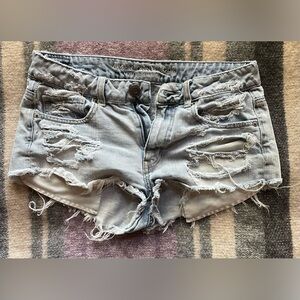 American Eagle Outfitters Light Blue Distressed Jean Shorts
